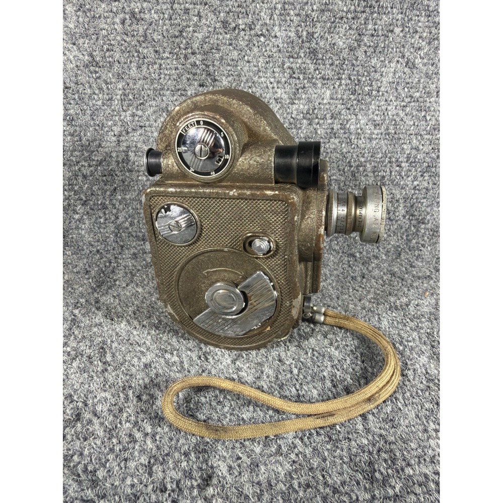 Vintage Revere Eight Model 88 8mm Movie Camera Wollensak Cine Raptar Lens Brown